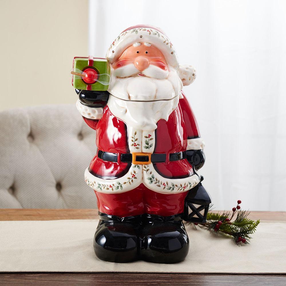 Winterberry Oversized Santa With LED Cookie Jar, 20 Inch