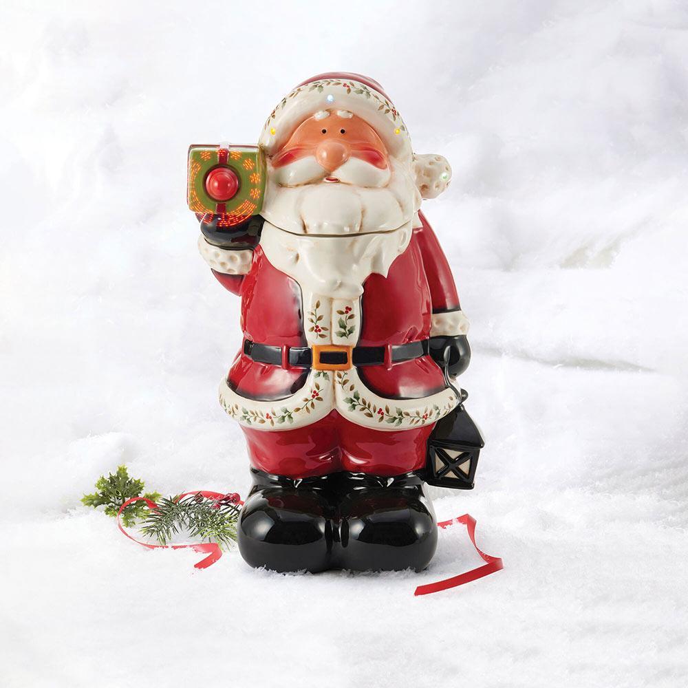 Winterberry Oversized Santa With LED Cookie Jar, 20 Inch