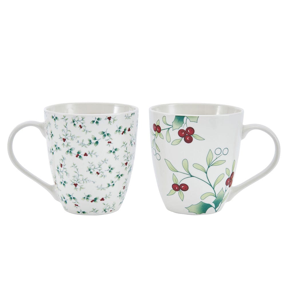 Winterberry Set Of 2 Holly Mugs