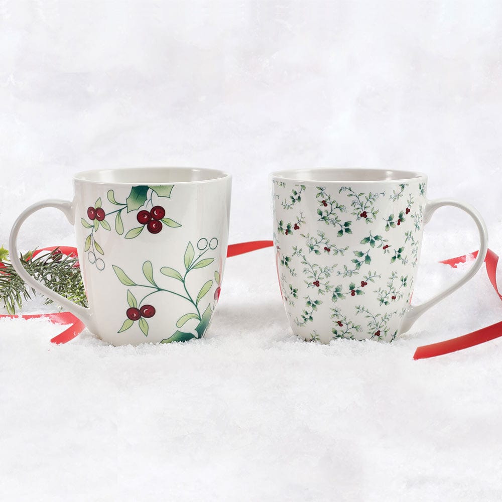 Winterberry Set Of 2 Holly Mugs