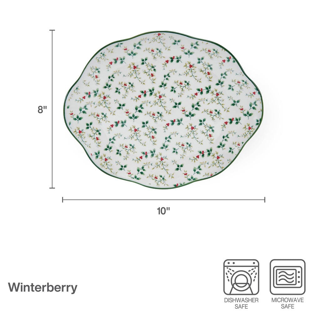 Winterberry Set Of 2 Holly Serving Platters