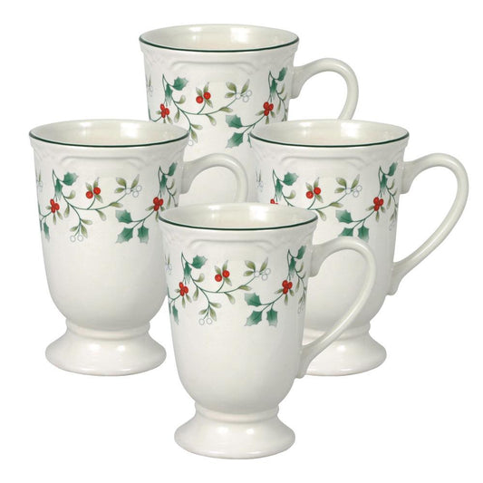 Winterberry Set Of 4 Footed Mugs