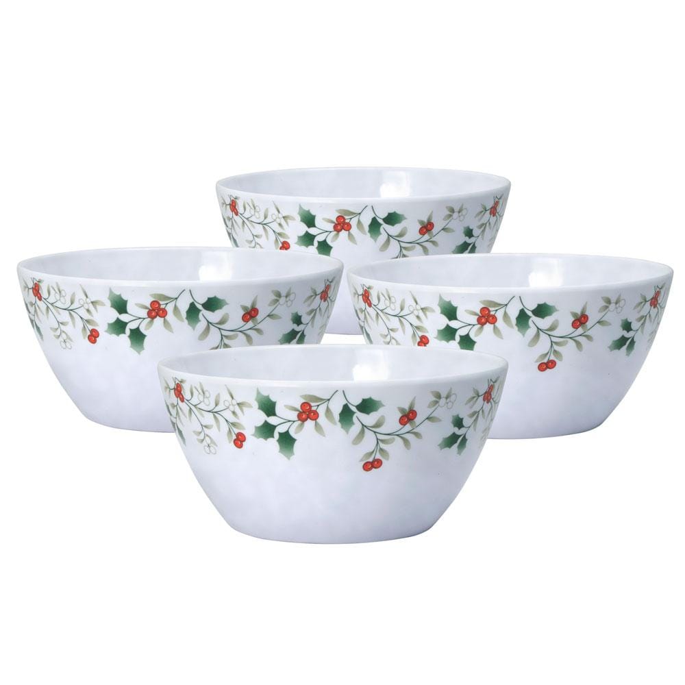 Winterberry Set Of 4 Outdoor Melamine Cereal Bowls