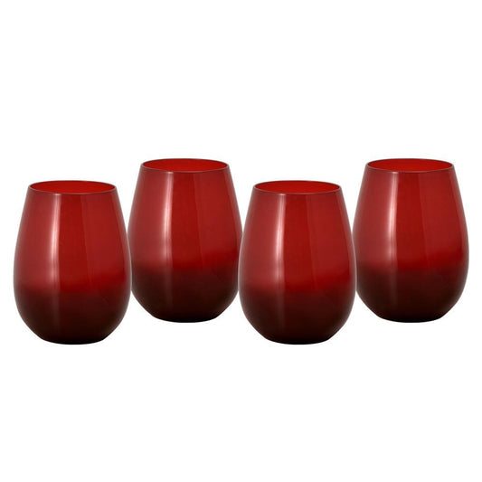 Winterberry Set Of 4 Red Stemless Wine Glasses