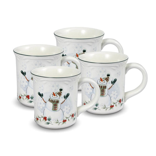 Winterberry Set Of 4 Snowman Mugs