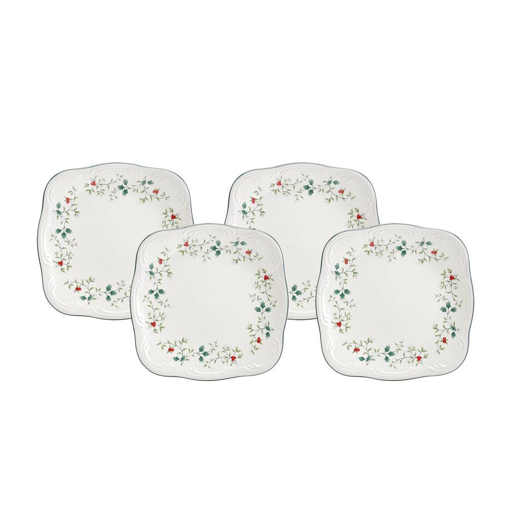 Winterberry Set Of 4 Square Salad Plates