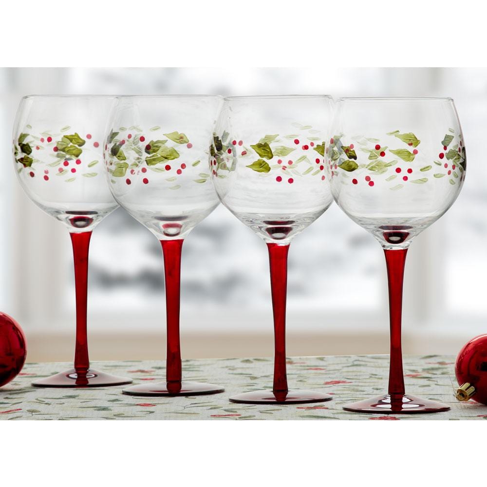 Winterberry Set Of 4 Wine Goblets