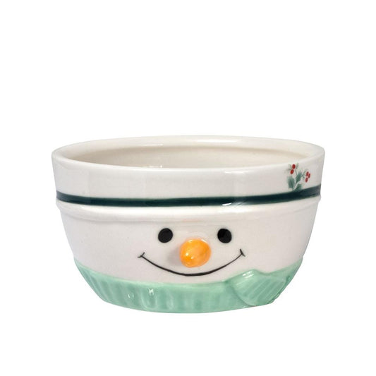 Winterberry Snowman Sculpted Bowl