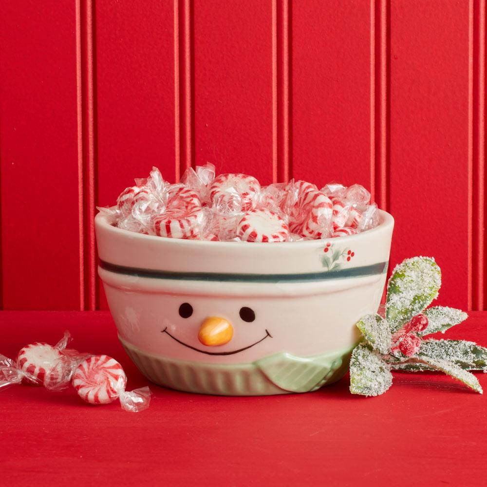 Winterberry Snowman Sculpted Bowl