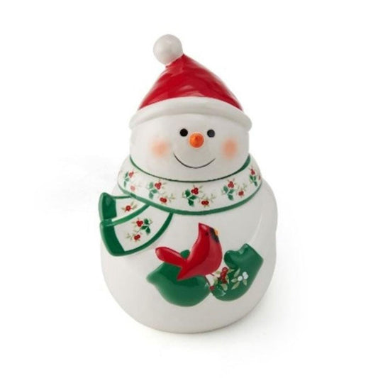 Winterberry Snowman With Cardinal Cookie Jar