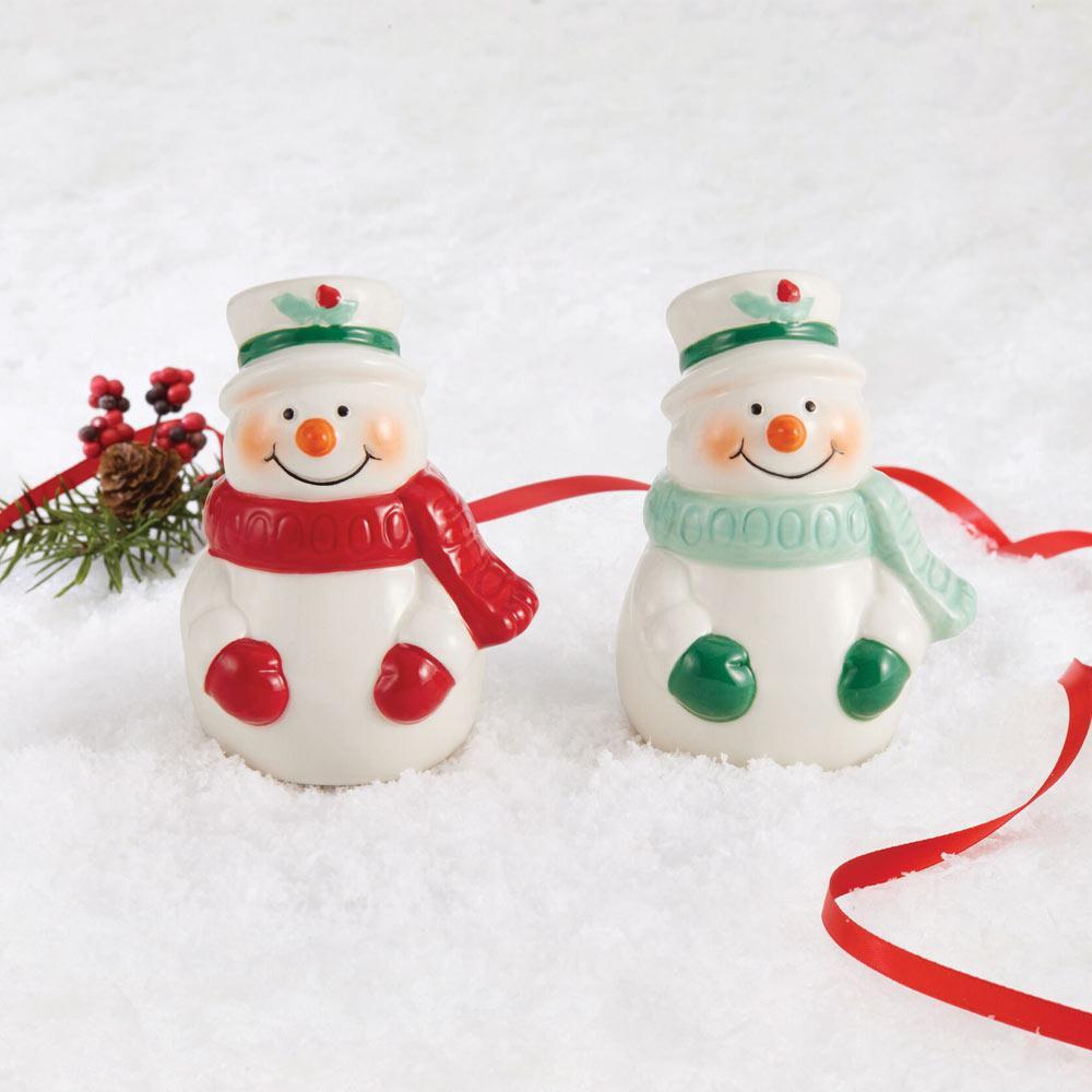 Winterberry Snowman Scarf Salt And Pepper Set