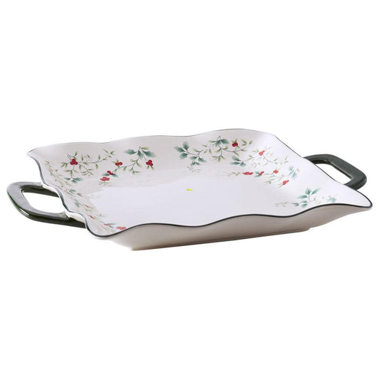 Winterberry Square Handled Platter