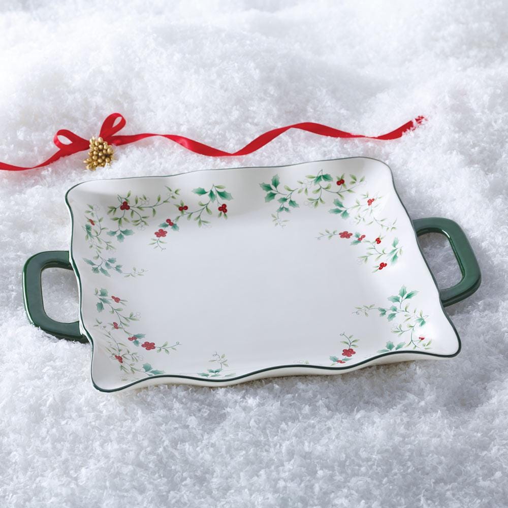 Winterberry Square Handled Platter